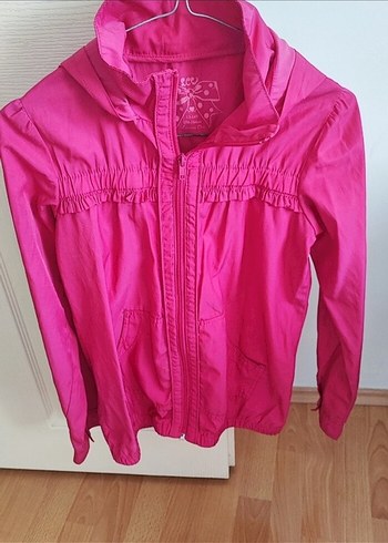 Kapüşonlu Parlak Pembe Kız Montu - Görsel 3