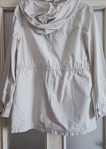 Düğmeli Beyaz Midi Keten Kadın Ceket - Görsel 3