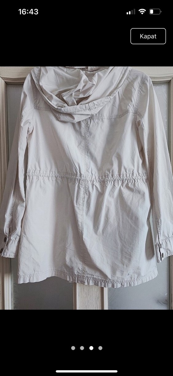 Düğmeli Beyaz Midi Keten Kadın Ceket - Görsel 3