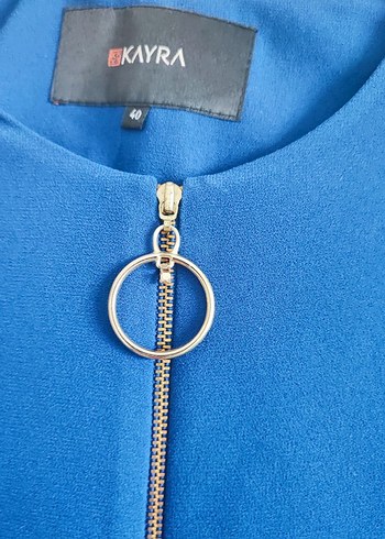 Mavi Kadın Midi Tunik, Kısa Kollu, Salaş - Görsel 2