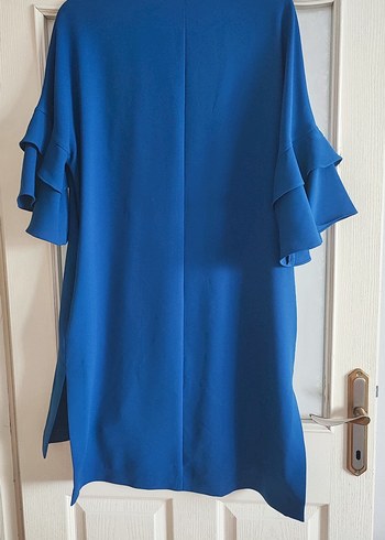 Mavi Kadın Midi Tunik, Kısa Kollu, Salaş - Görsel 3