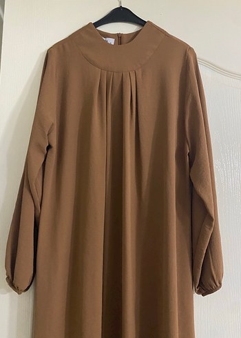 xl Beden Kahverengi Uzun Elbise