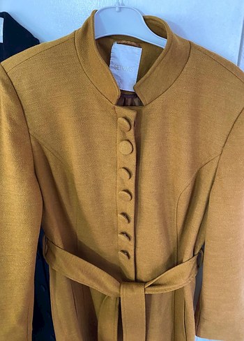 Hardal Uzun Kadın Kemerli Kaban - Görsel 2