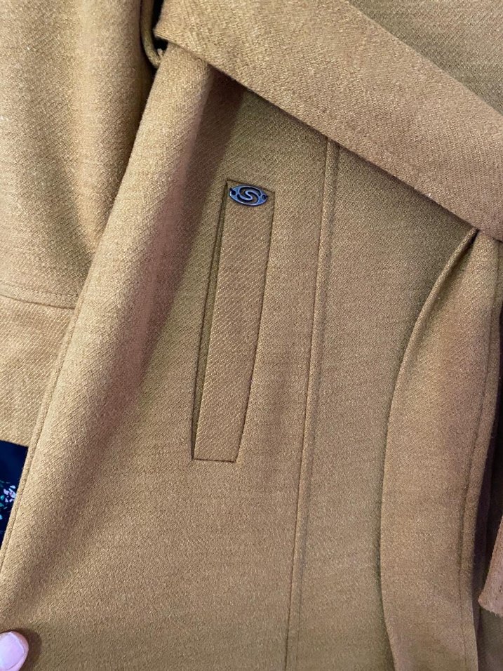 Hardal Uzun Kadın Kemerli Kaban - Görsel 4