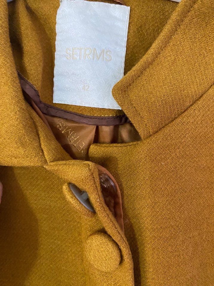 Hardal Uzun Kadın Kemerli Kaban - Görsel 3