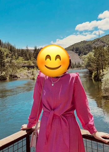 Pembe Uzun Bohem Fırfırlı Elbise - Görsel 2