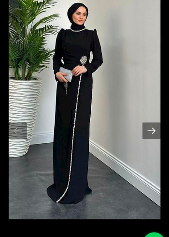 Siyah Uzun Kollu İşlemeli Abiye Elbise sadece 1kez giyildi - Görsel 2