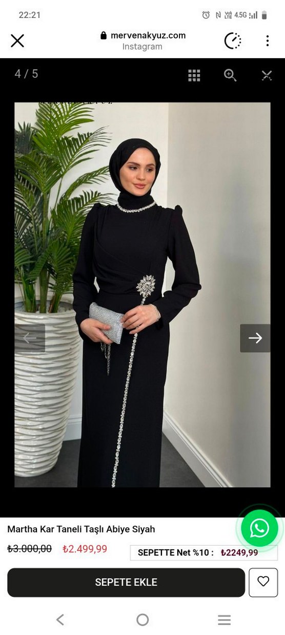 Siyah Uzun Kollu İşlemeli Abiye Elbise sadece 1kez giyildi - Görsel 3