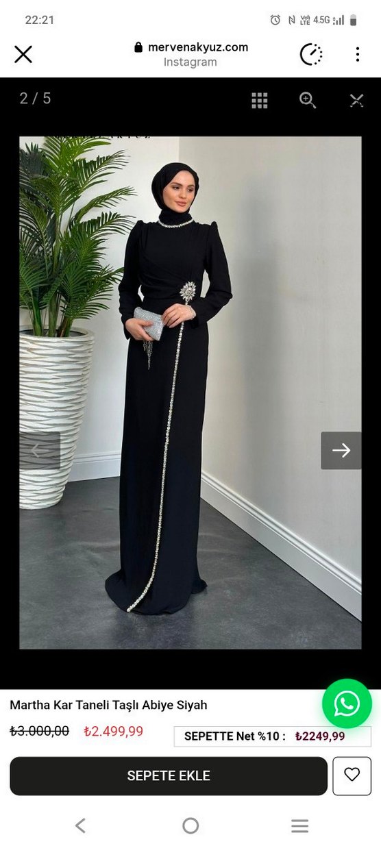 Siyah Uzun Kollu İşlemeli Abiye Elbise sadece 1kez giyildi - Görsel 2