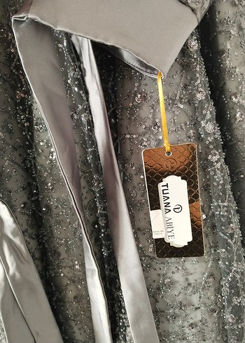 Gri Uzun Kollu Abiye Elbise - Görsel 8