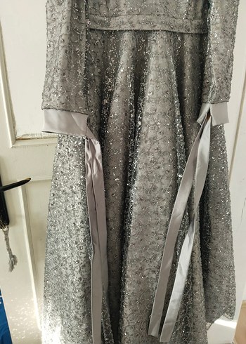 Gri Uzun Kollu Abiye Elbise - Görsel 4