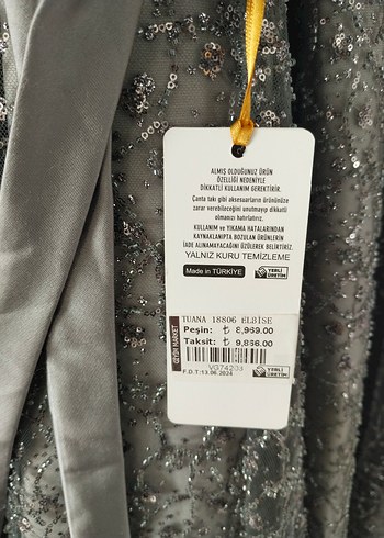 Gri Uzun Kollu Abiye Elbise - Görsel 7