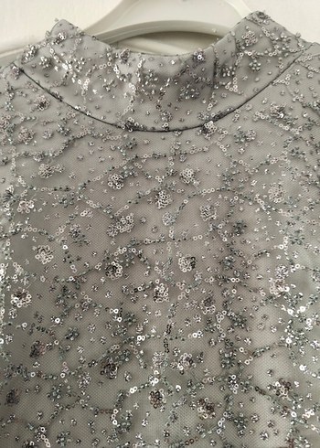 Gri Uzun Kollu Abiye Elbise - Görsel 6