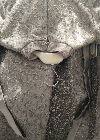 Gri Uzun Kollu Abiye Elbise - Görsel 5