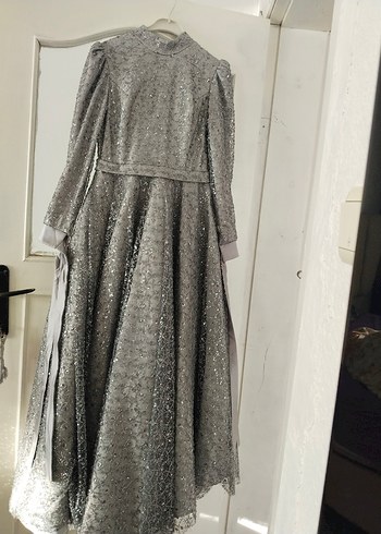 Gri Uzun Kollu Abiye Elbise - Görsel 3