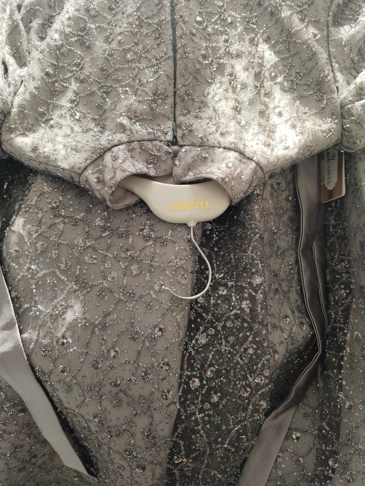 Gri Uzun Kollu Abiye Elbise - Görsel 5