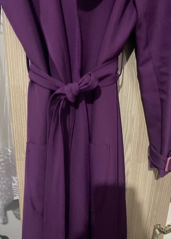 Mor renk şık trençkot - Görsel 5