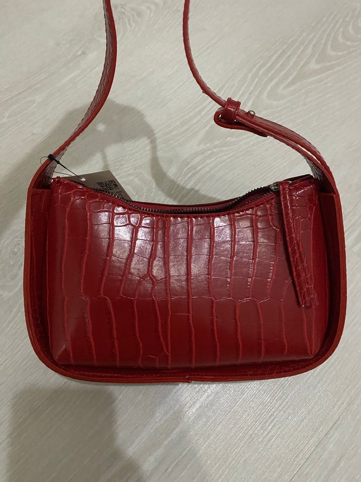 Altuda Bordo-Kırmızı Basic Çanta - Görsel 2