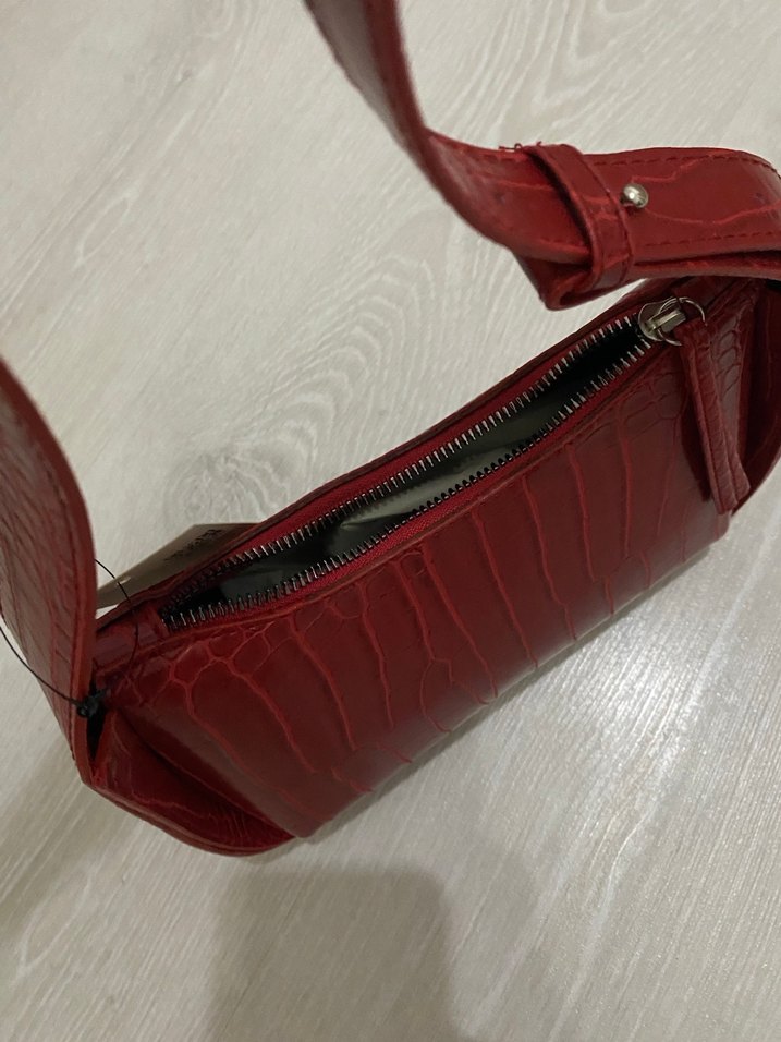 Altuda Bordo-Kırmızı Basic Çanta - Görsel 3