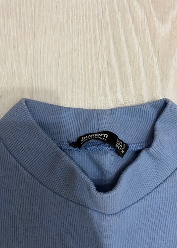 Mavi Kısa Kollu Dik Yaka Bluz - Görsel 2