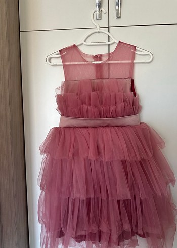 Kız Çocuk Pastel Pembe Fırfırlı Elbise