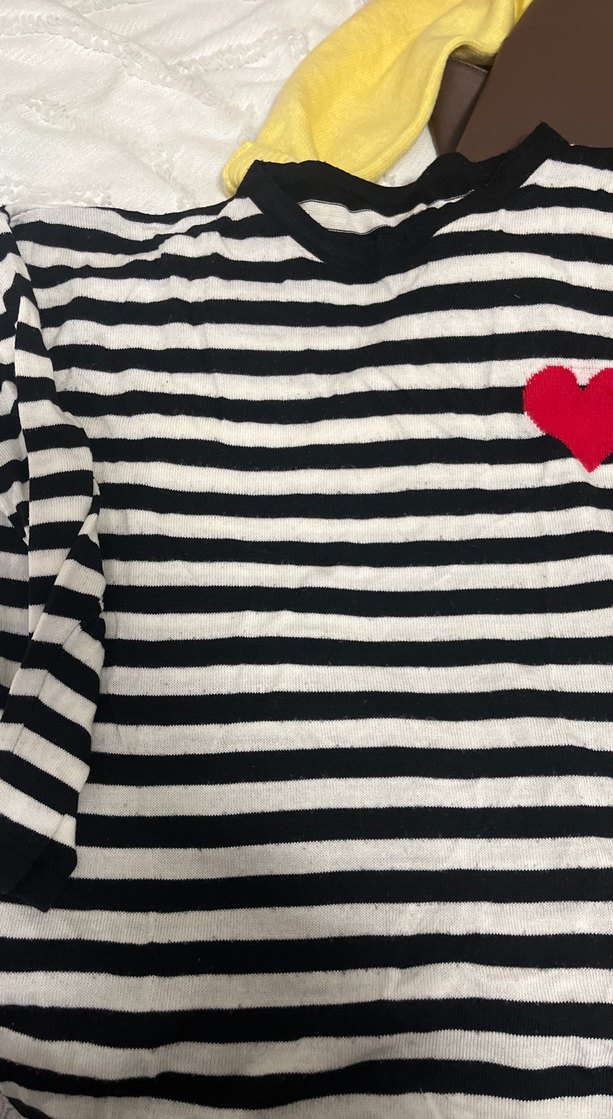 Kadın Siyah Çizgili Hamile Triko Tişört - Görsel 2