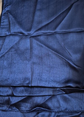 Lacivert Uzun Drapeli Kadın Elbise - Görsel 7