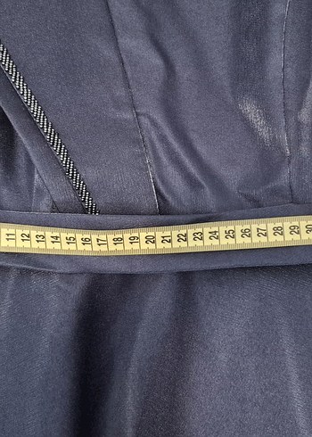 Lacivert Uzun Drapeli Kadın Elbise - Görsel 6