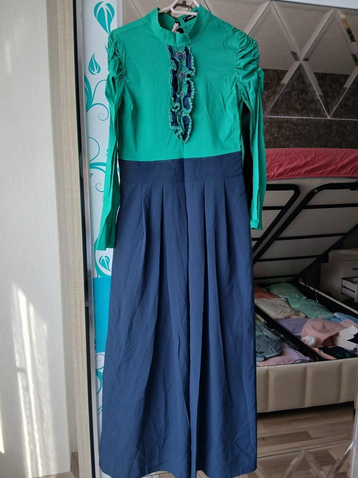 Kadın Uzun Kollu Salaş Uzun Elbise - Görsel 2