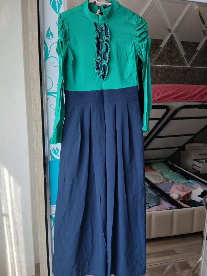 Kadın Uzun Kollu Salaş Uzun Elbise - Görsel 3