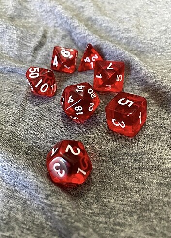 DiceLand DND Zar Seti - Şeffaf Kırmızı