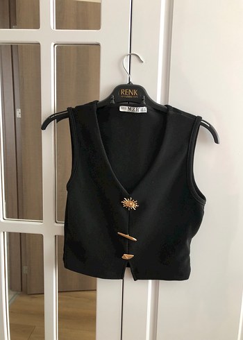 Diğer Düğmeli Siyah Süet Mini Kadın crop