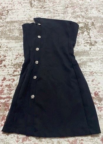 Straplez Siyah Elbise - Görsel 2