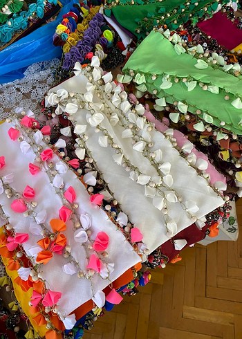 Boncuklu Renkli Bohem Kadın Şal - Görsel 3