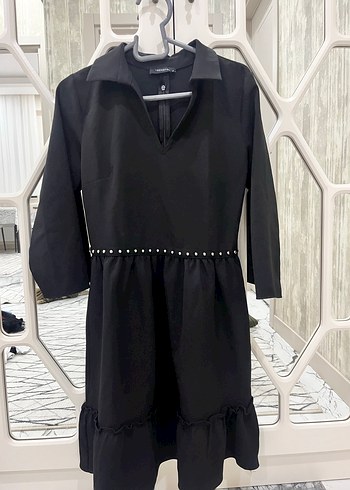 Trendyol & Milla Siyah taş detaylı Midi Goth Elbise