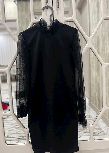 Siyah Drapeli Uzun Kollu Midi Gotik Elbise