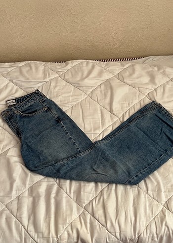 Diğer Gri Mavi Midi Boy Bol Kesim Kadın Kot Pantolon