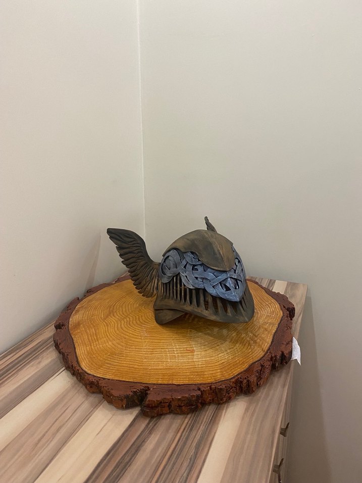 Ahşap Kemerli Gri elden ring Melania Kask Cosplay 3d - Görsel 4