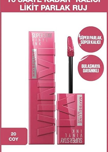 Maybelline Vinyl Ink Pembe Likit Ruj 20 Coy - Görsel 4