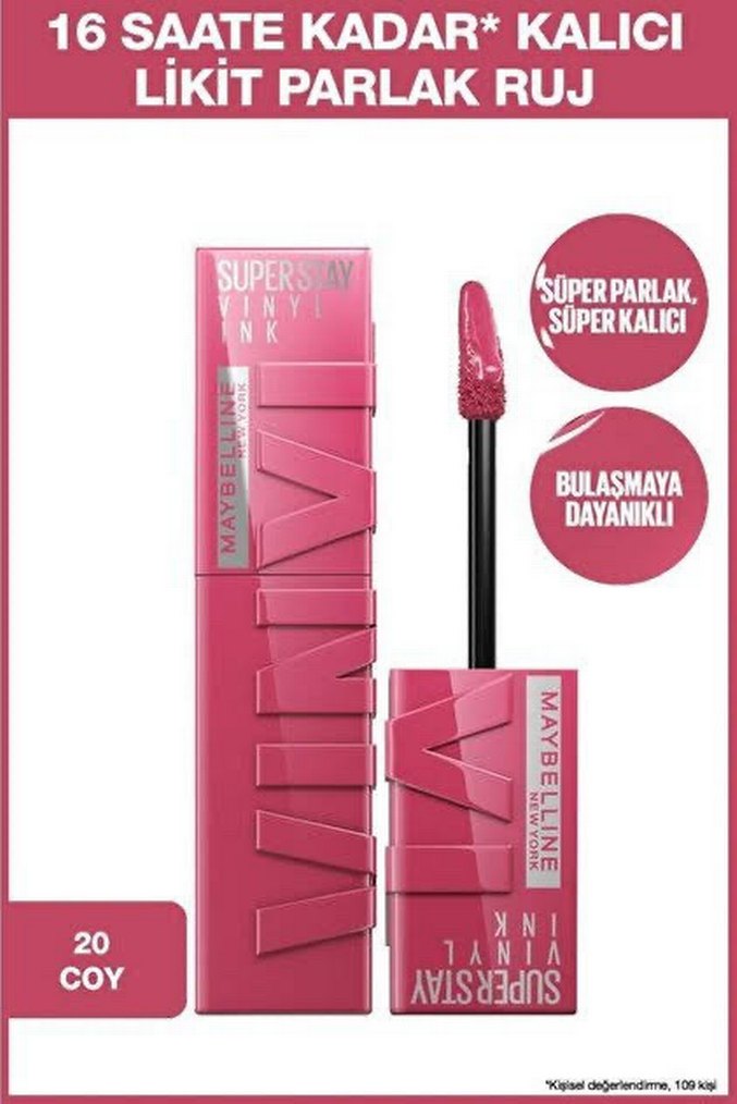 Maybelline Vinyl Ink Pembe Likit Ruj 20 Coy - Görsel 4