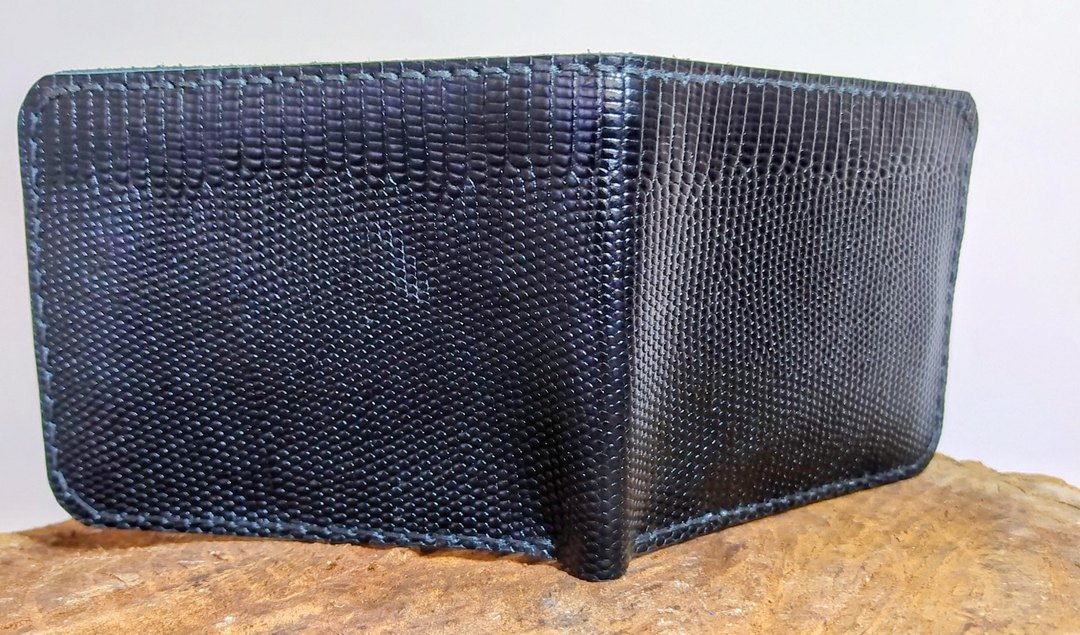 Siyah Yılan Derisi Desenli Erkek Cüzdan , Hakiki deri - Görsel 4