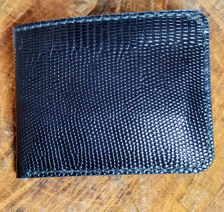 Siyah Yılan Derisi Desenli Erkek Cüzdan , Hakiki deri - Görsel 3