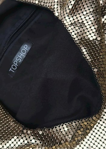 Topshop Parlak Altın Renkli Midi Kadın Yelek