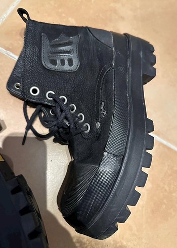 38 Beden siyah Renk Siyah Bağcıklı Platform Topuklu Punk Bot