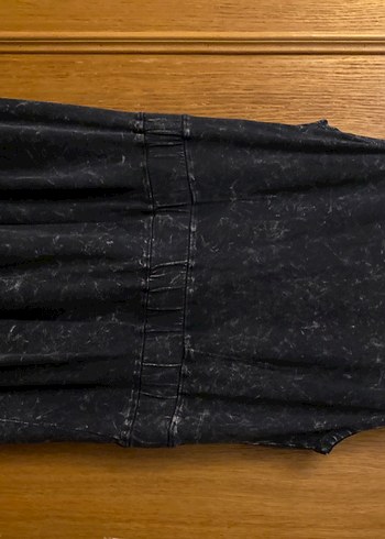 Siyah Batik Desenli Kot Midi Elbise - Görsel 2