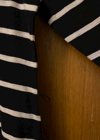 Siyah Beyaz Çizgili Triko Midi Elbise - Görsel 3