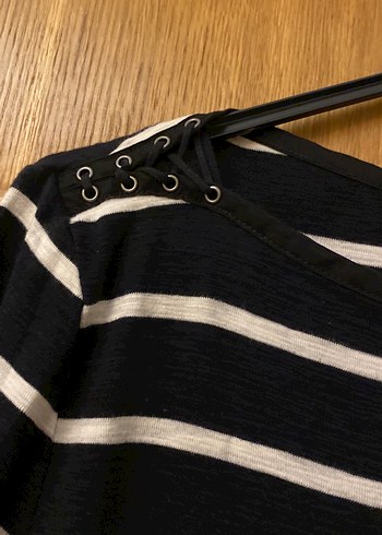 Siyah Beyaz Çizgili Triko Midi Elbise - Görsel 4