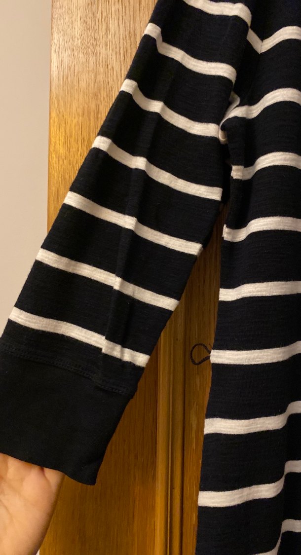 Siyah Beyaz Çizgili Triko Midi Elbise - Görsel 2