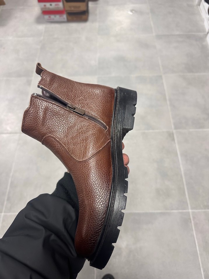Erkek Koyu Kahve Deri Bot 41 Numara  Sıfır Kutulu - Görsel 3