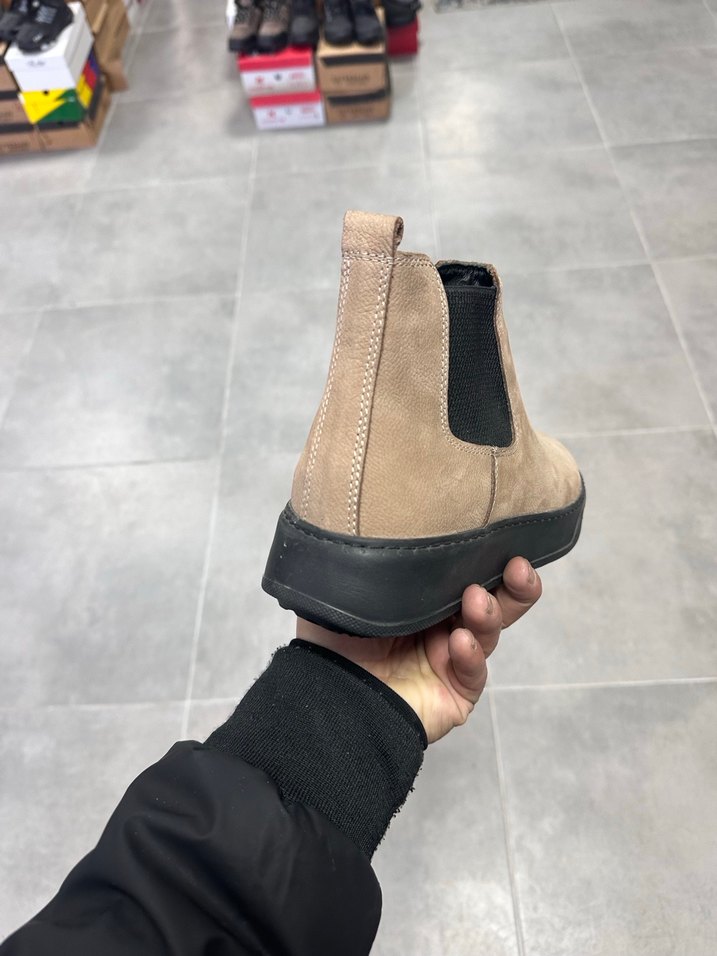 Erkek Krem Süet Deri Bot 4144 Numara  Sıfır Kutulu - Görsel 5